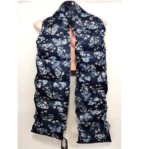 NWT Lands End Down Filled Puffer Scarf Blue Silver 80X8